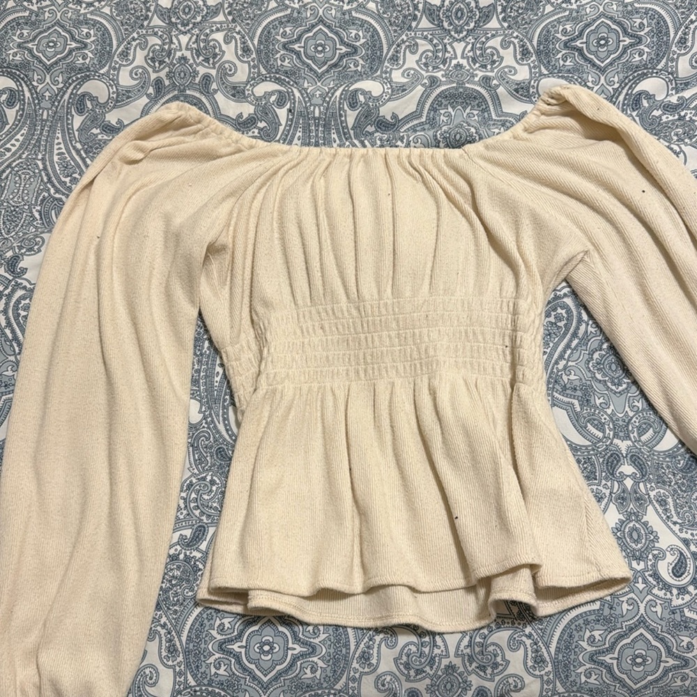 Madewell off the shoulder long sleeve top warm material